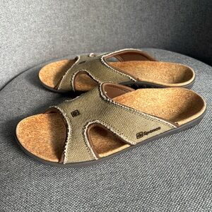 Spenco Kholo Khaki Canvas Cork‎ Slide Orthotic Comfort Sandal Women’s 7 Like New